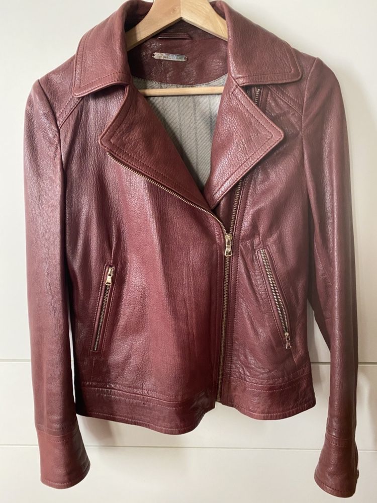 Casaco Biker Em Pele Massimo Dutti