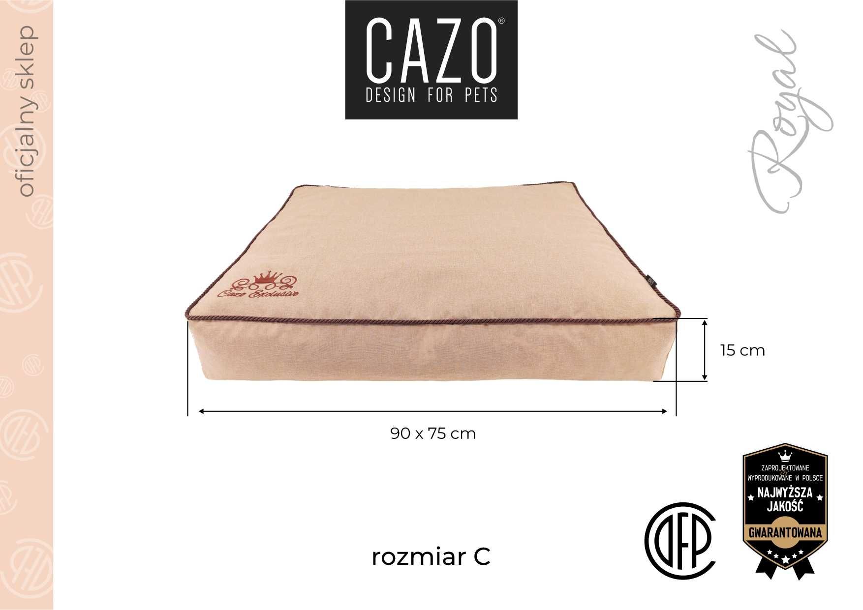 Materac CAZO Royal dla psa, kota rozm. L, 90x75x15cm, beżowy przesyłka