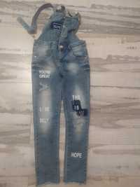 Spodnie jeans, ogrodniczki, rozmiar 134,140