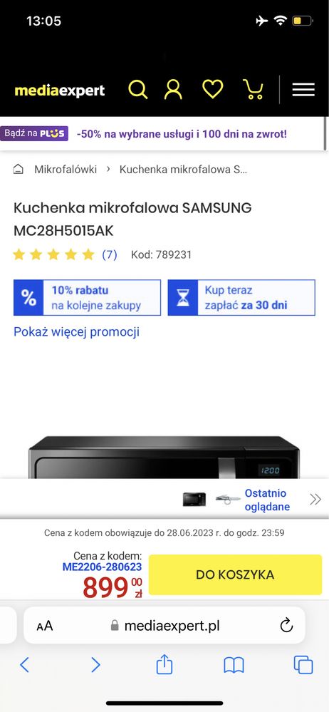 Kuchenka mikrofalowa SAMSUNG MC28H5015AK Smart Oven piekarnik