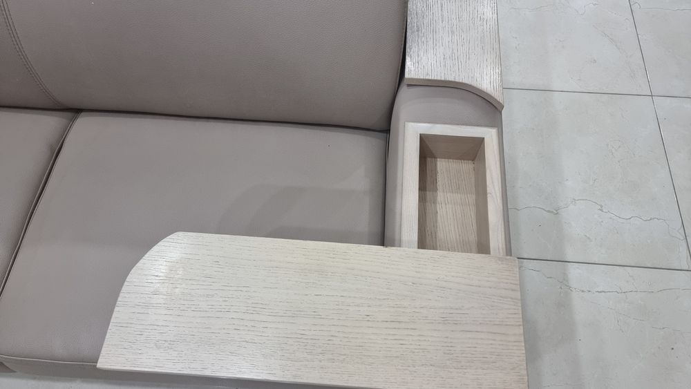 Narożnik z funkcją spania 266 x 266 eko skóra beż  wygodny zadbany