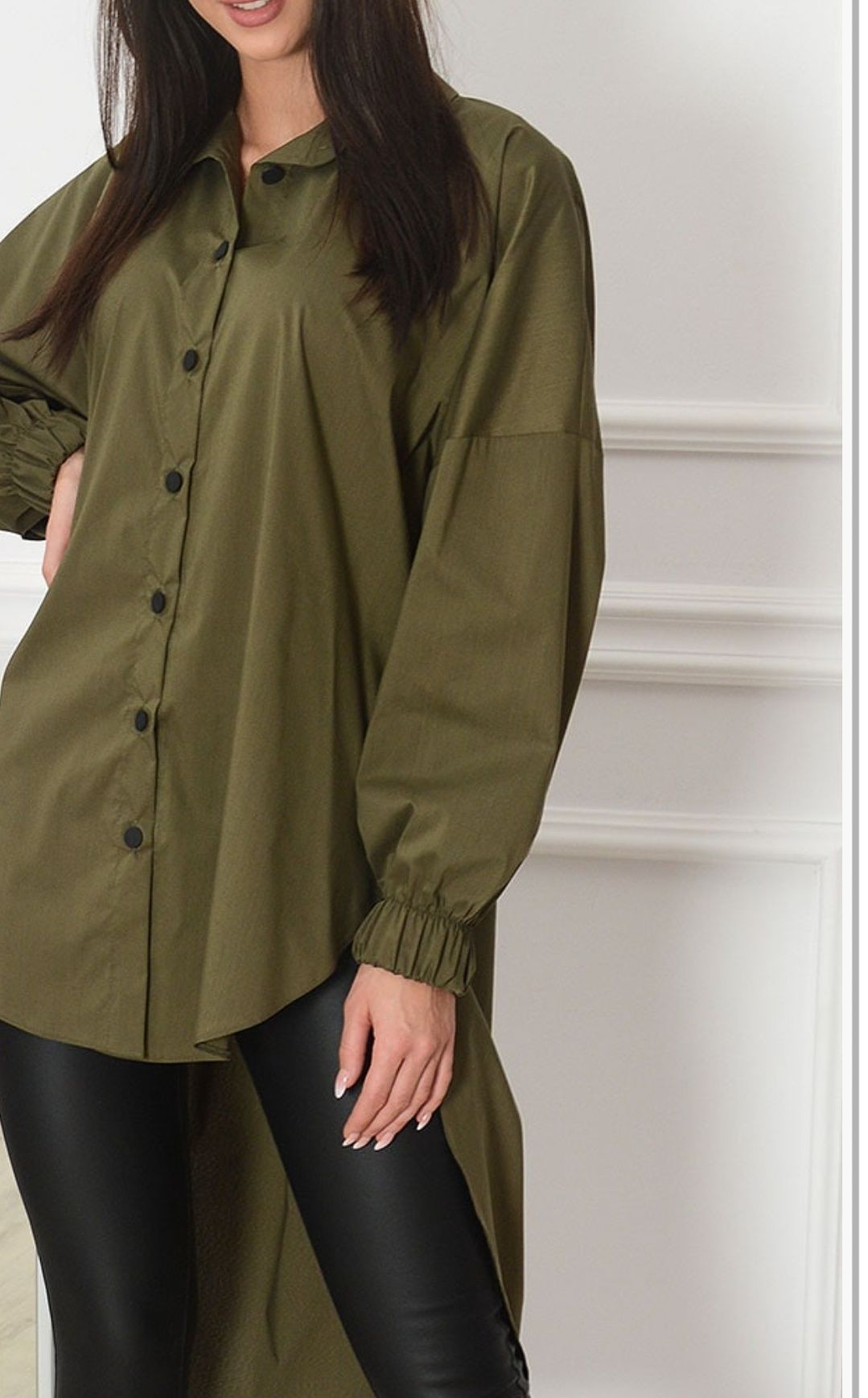 Koszula oversize khaki La Blanche asymetryczna