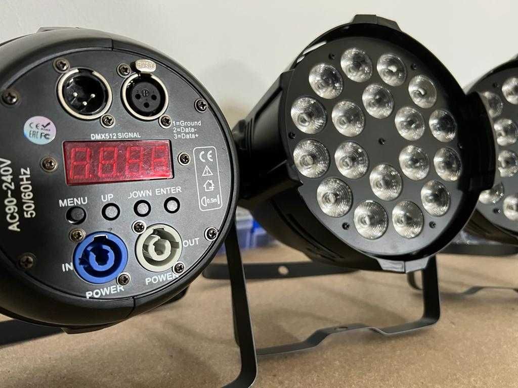 PAR LED,s RGBWA + UV 18X18W DMX