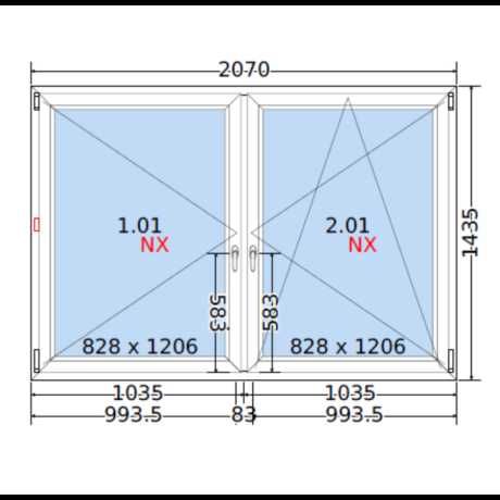 Okno PCV 207x143 / 2070x1435 - Oknooultet / TANIO