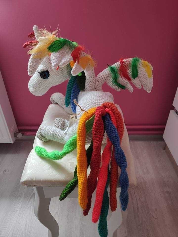 Słodki tęczowy jednorożec unicorn dla dziewczynki handmade