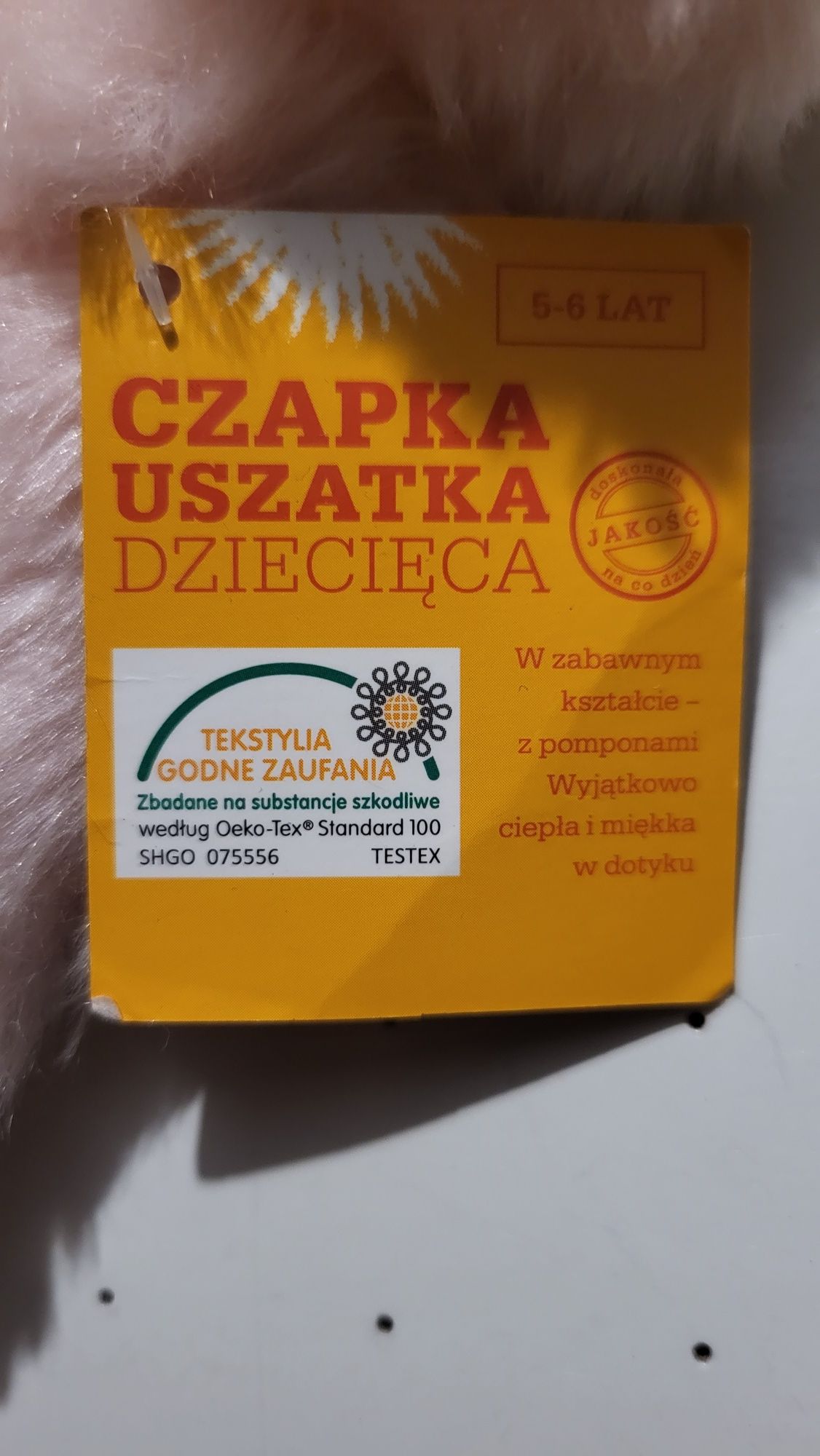 Czapka dziewczęca uszatka 5-6 lat NOWA