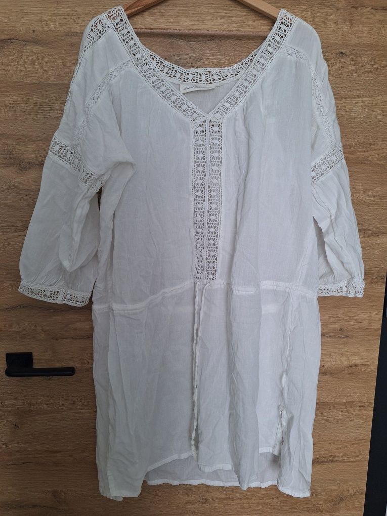 Sukienka na lato zwiewna biała H&M bawełniana