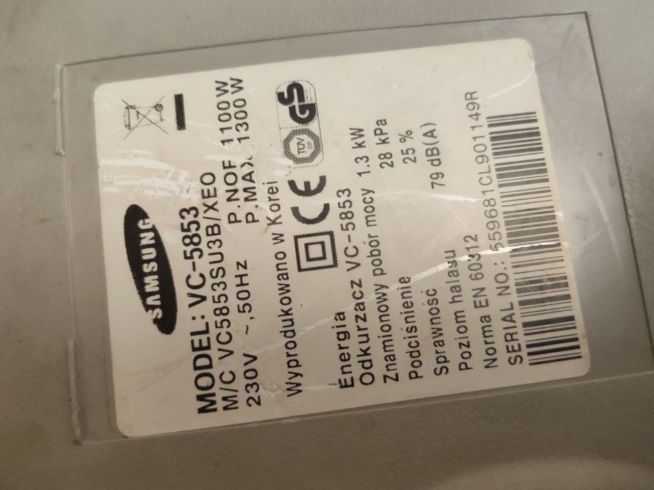 Odkurzacz Samsung uszkodzony