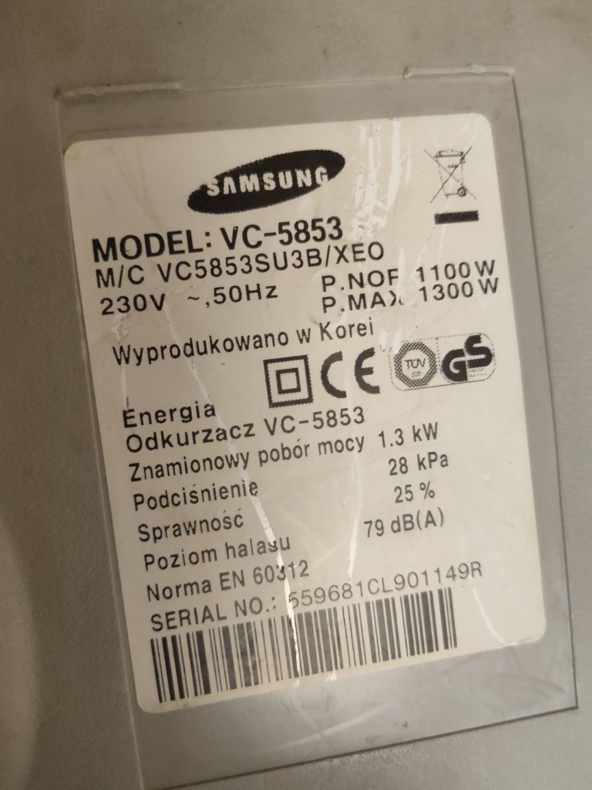 Odkurzacz Samsung uszkodzony