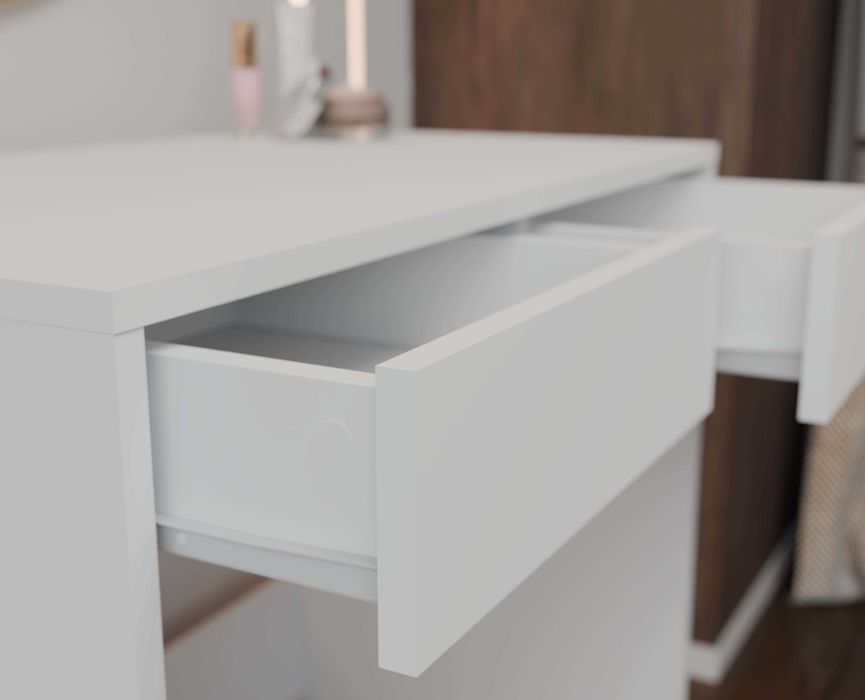 BIURKO MARINA 2S 2 Szuflady Młodzieżowe na Laptop Do Biura BIAŁE