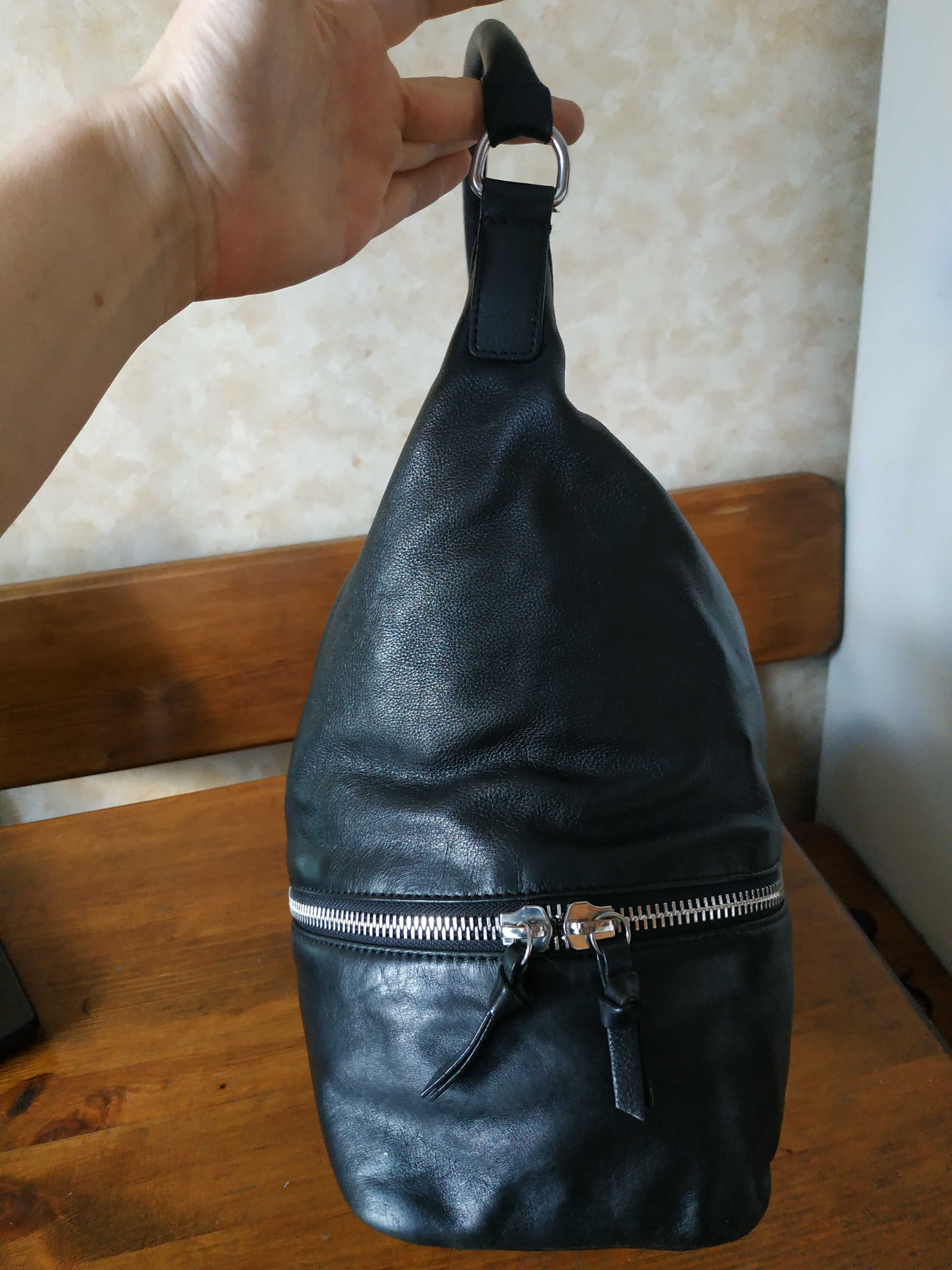 Стильная женская черная кожаная сумка  john lewis