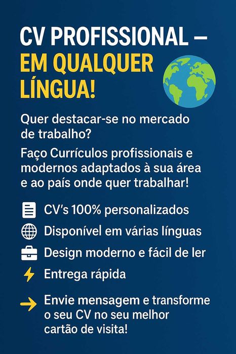 FAÇO O TEU CURRÍCULO PROFISSIONAL – Rápido e Personalizado!