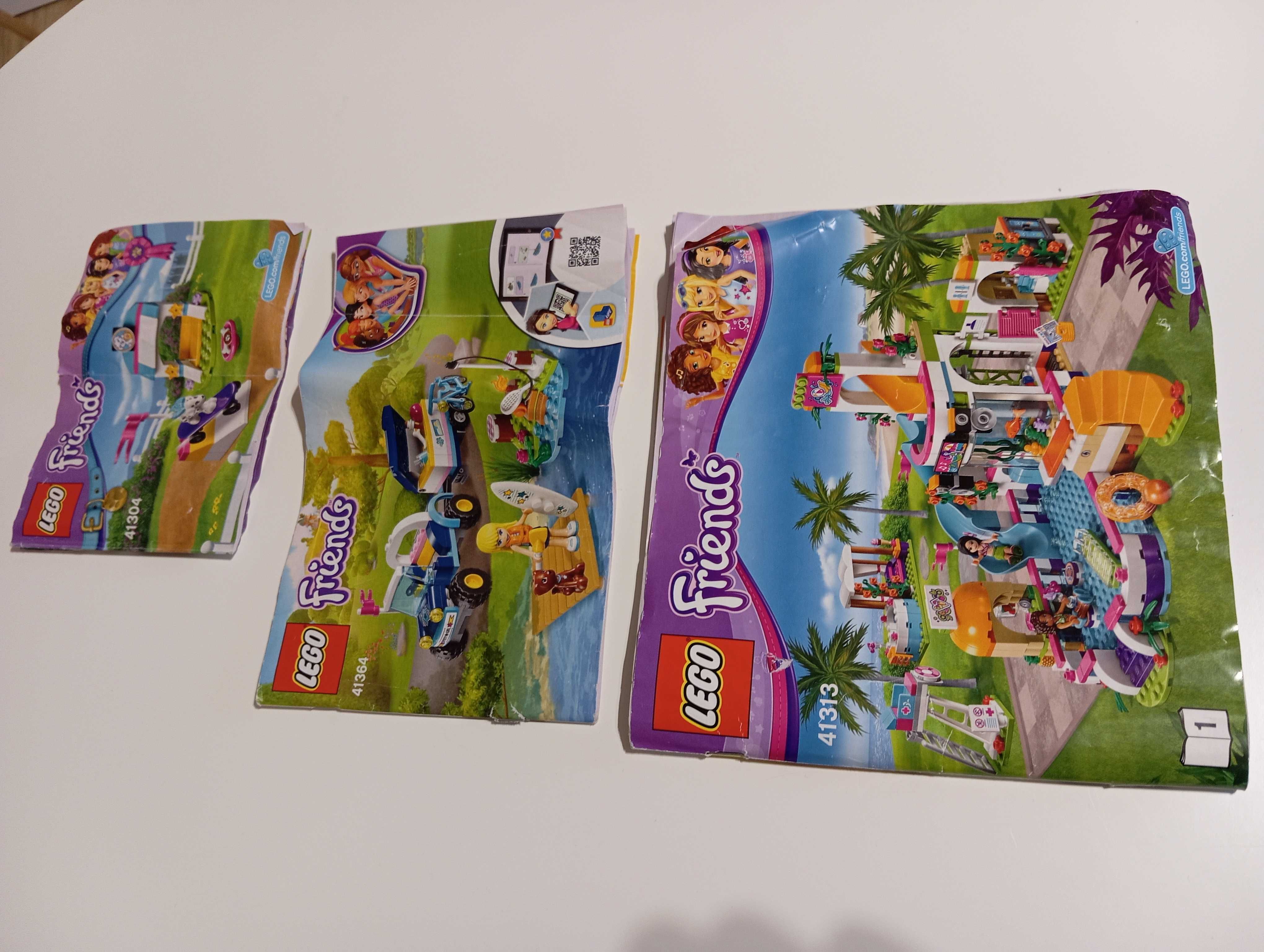 3 Zestawy Lego Friends 41313, 41364, 41304 Basen pieski samochód