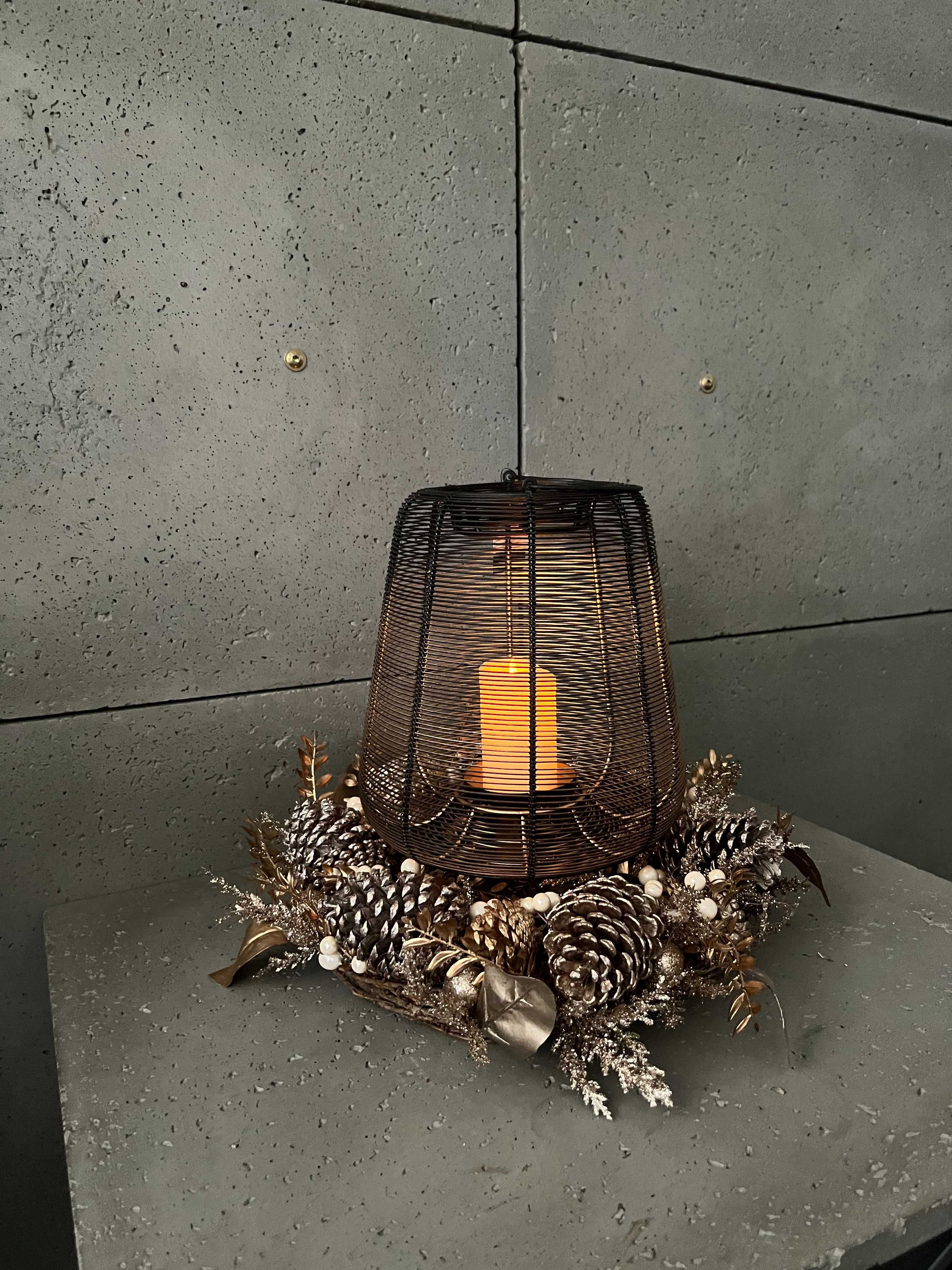 LAMPION metalowy siatka dekoracja  27 cm