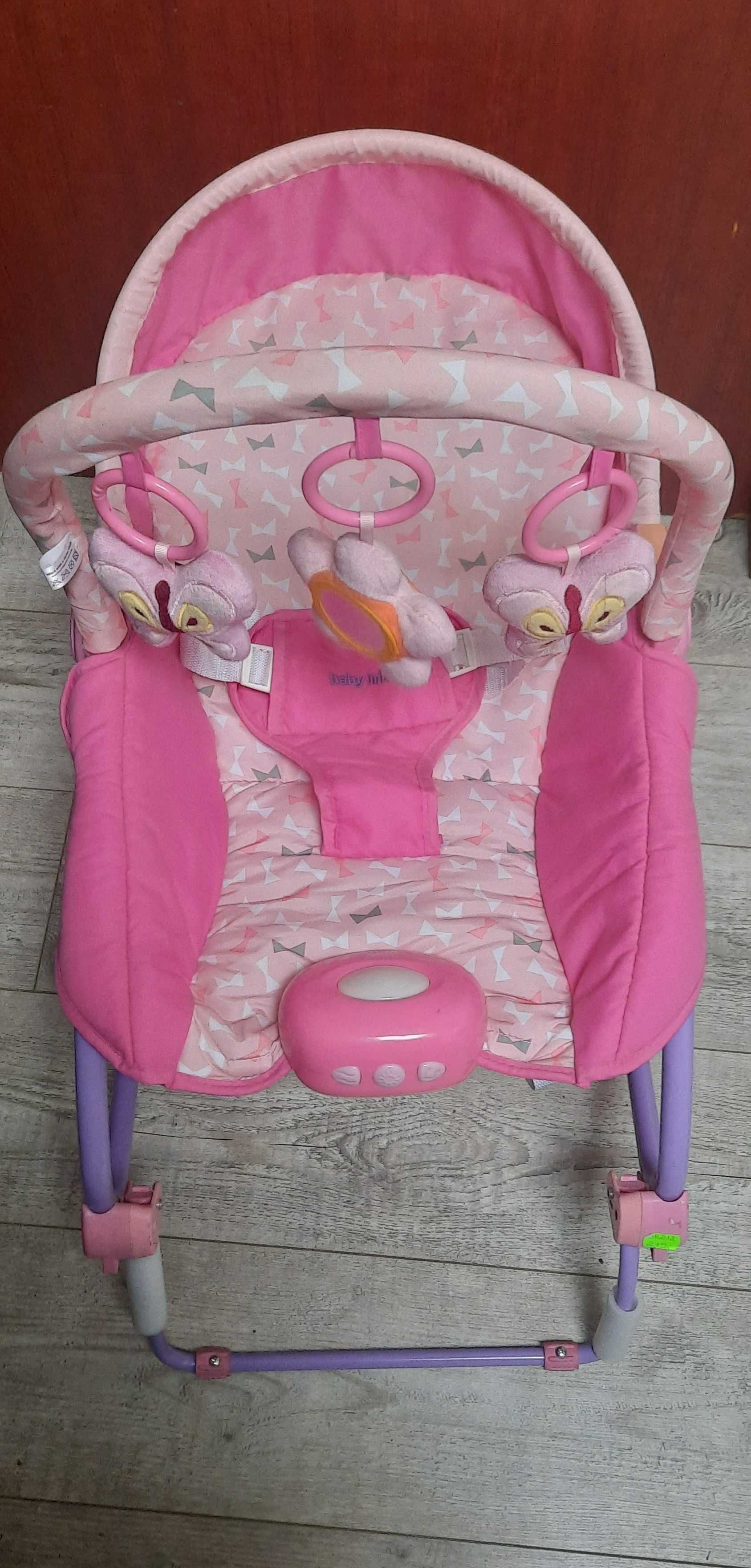 Leżaczek, fotelik niemowlęcy z muzyką, światłem i wibracją 0-18 kg