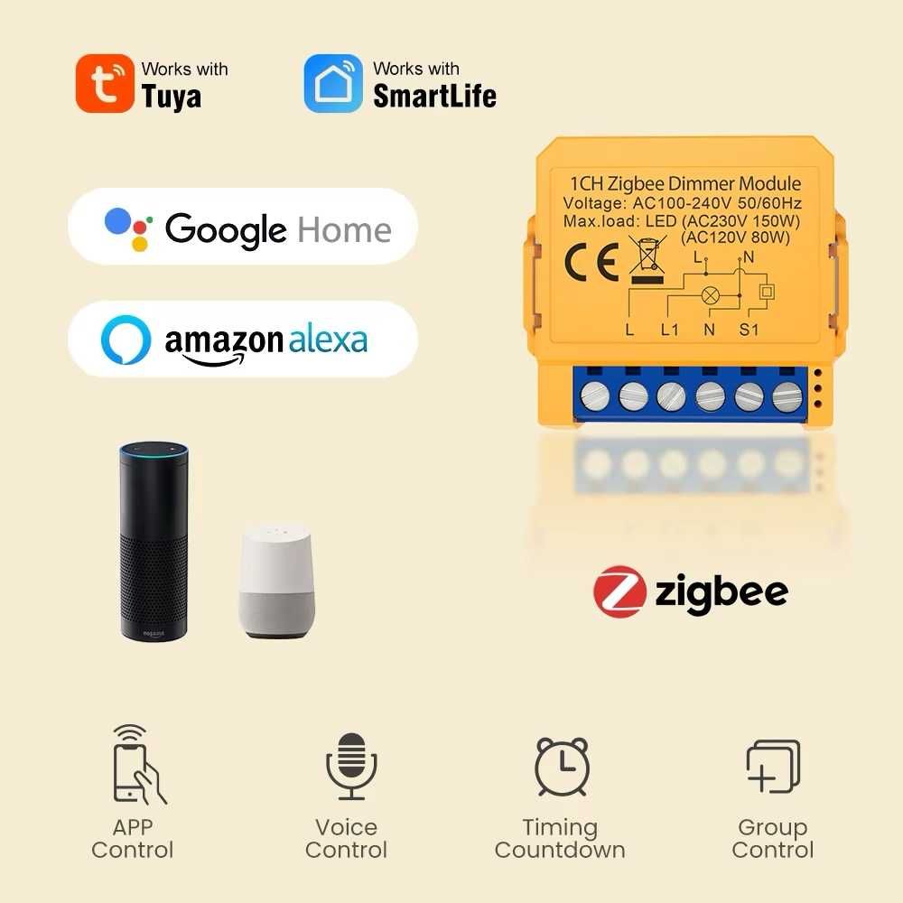AVATTO ZigBee Dimmer Module 1 gang
