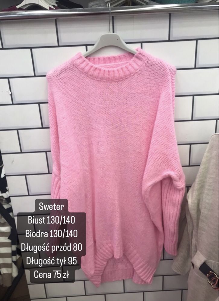 Sweter damski tunika różowa biust 130/140