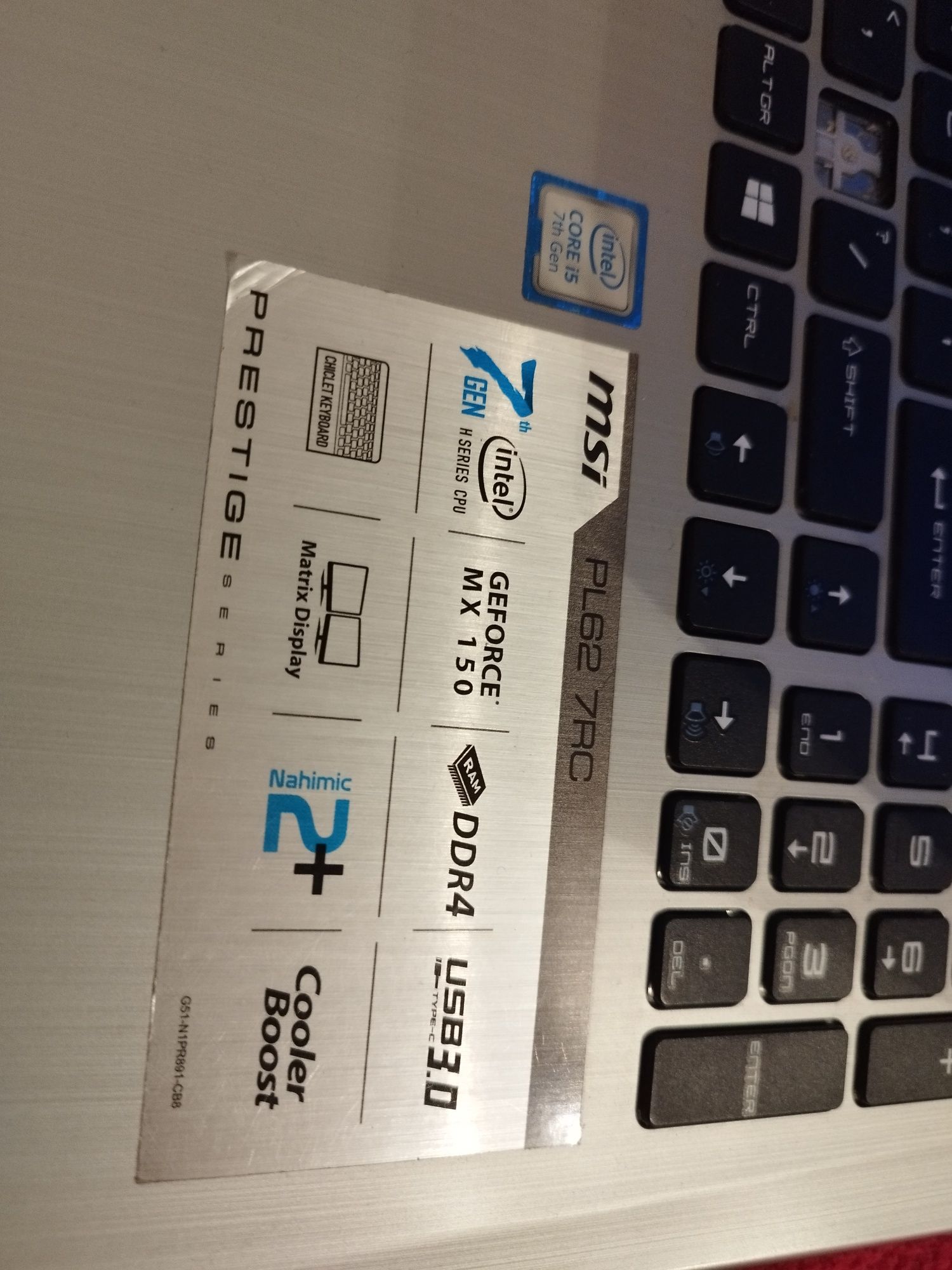 MSI PL62  procesor intel core i5