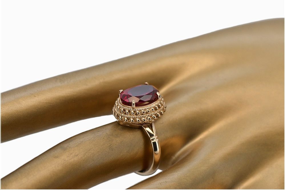 Pierścionek z różowego czerwonego złota 14k 585 z Rubinem vrc068 Wr