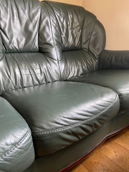 Zestaw wypoczynkowy skórzany, fotele plus sofa