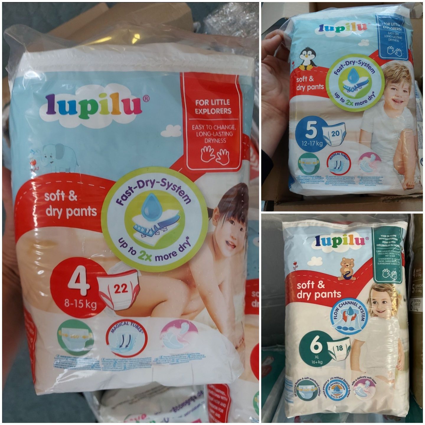 Підгузники Lupilu Premium Soft&dry. Памперси золоті, голубі. Трусики