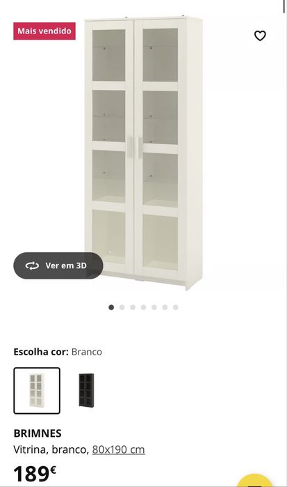 Vitrina, branco, 80x190 cm