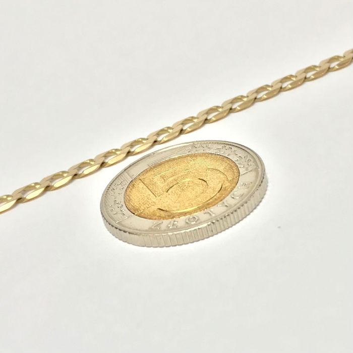 Złoty ŁAŃCUSZEK damski 585 14K cudowna PANCERKA 60cm