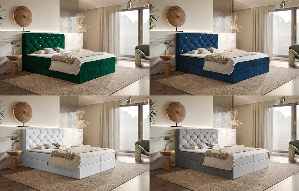 Łóżko kontynentalne BOX VII 140 × 200 duży wybór tkanin