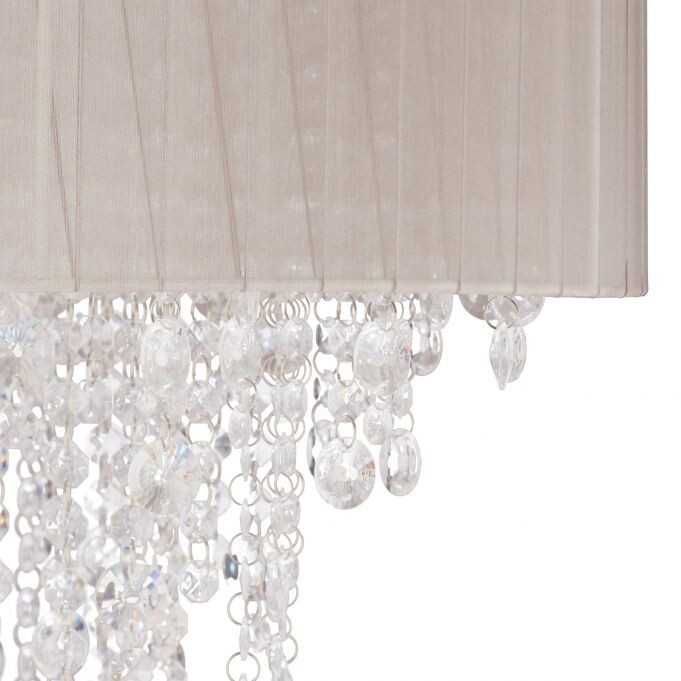 Szara lampa sufitowa z kryształkami w stylu vintage fi 39,5cm