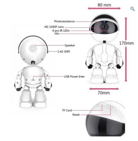 Цифрова поворотна Wi-Fi відеоняня Robot 2mp FullHD