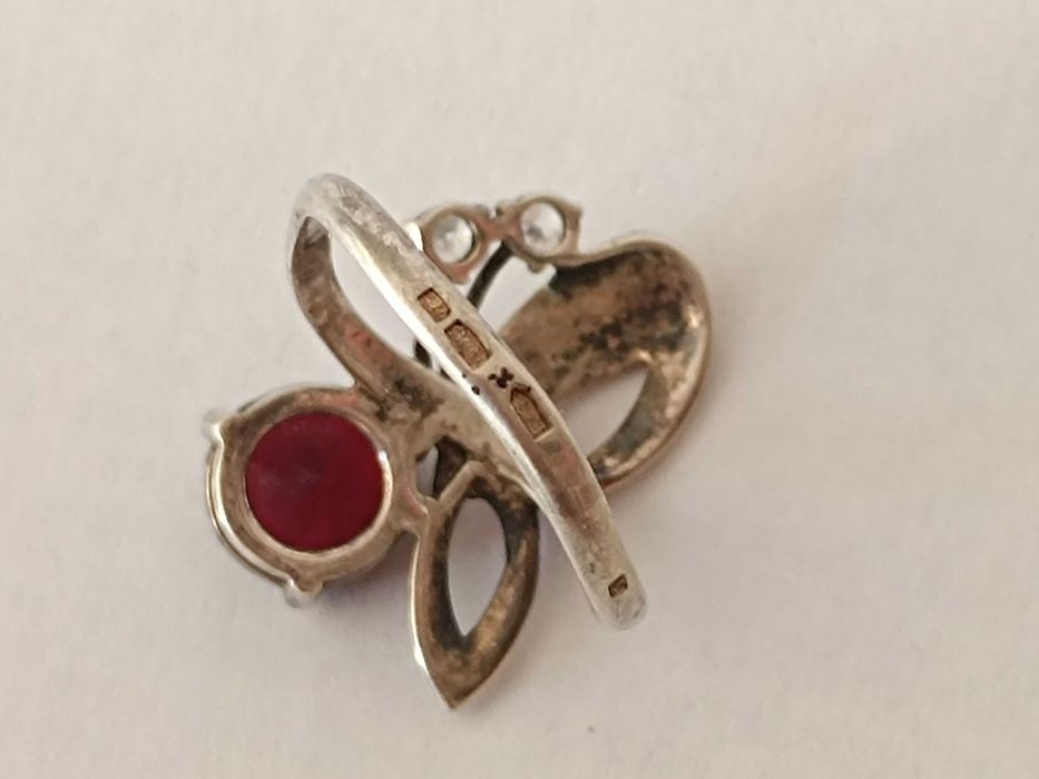 Кольцо с камнями серебро золото, винтажное украшение 17мм. 3.74г