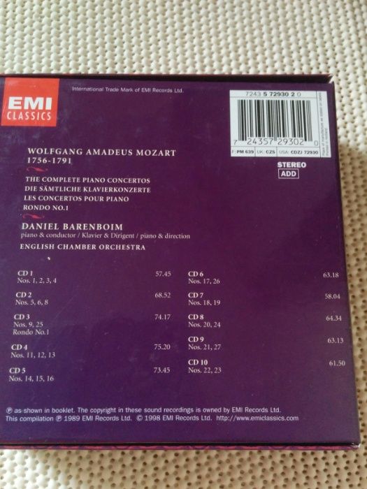 CD классика Моцарт коллекция Barenboim