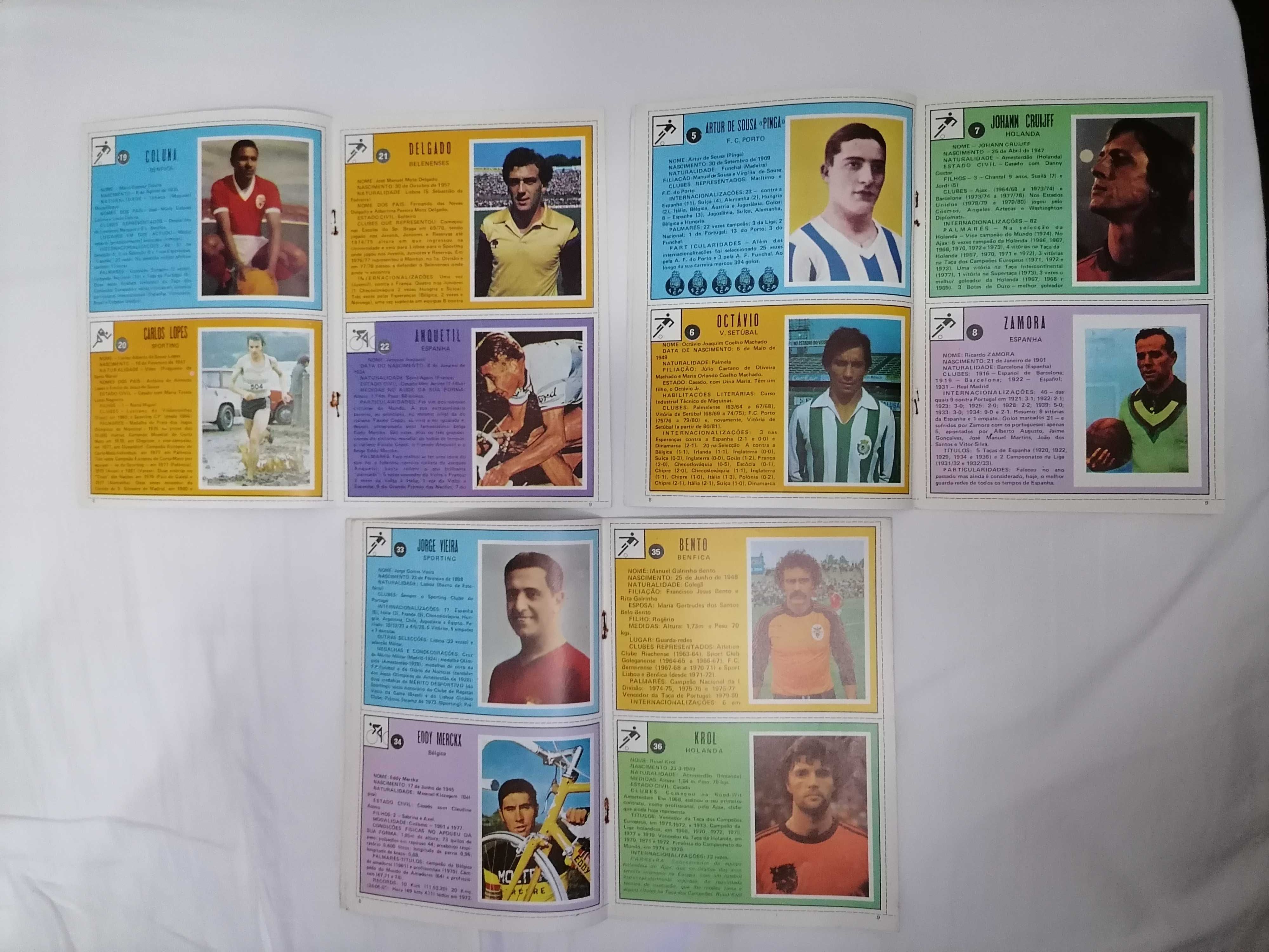 Ídolos do Desporto Fichas/Cromos BIOGRÁFICAS 1981 (Nºs 1 a 42)