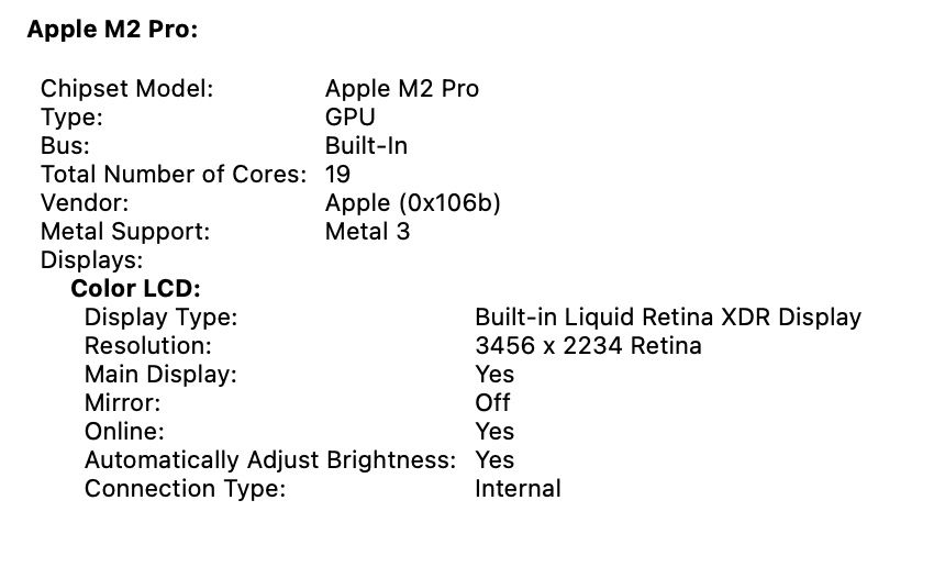 MacBook Pro 16’ 2023 19-Core GPU M2 Pro 32Gb 1Tb Space 97%
