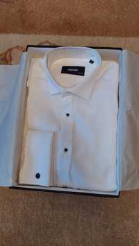 Koszula biała smokingowa z plisami 176-182/38 slim