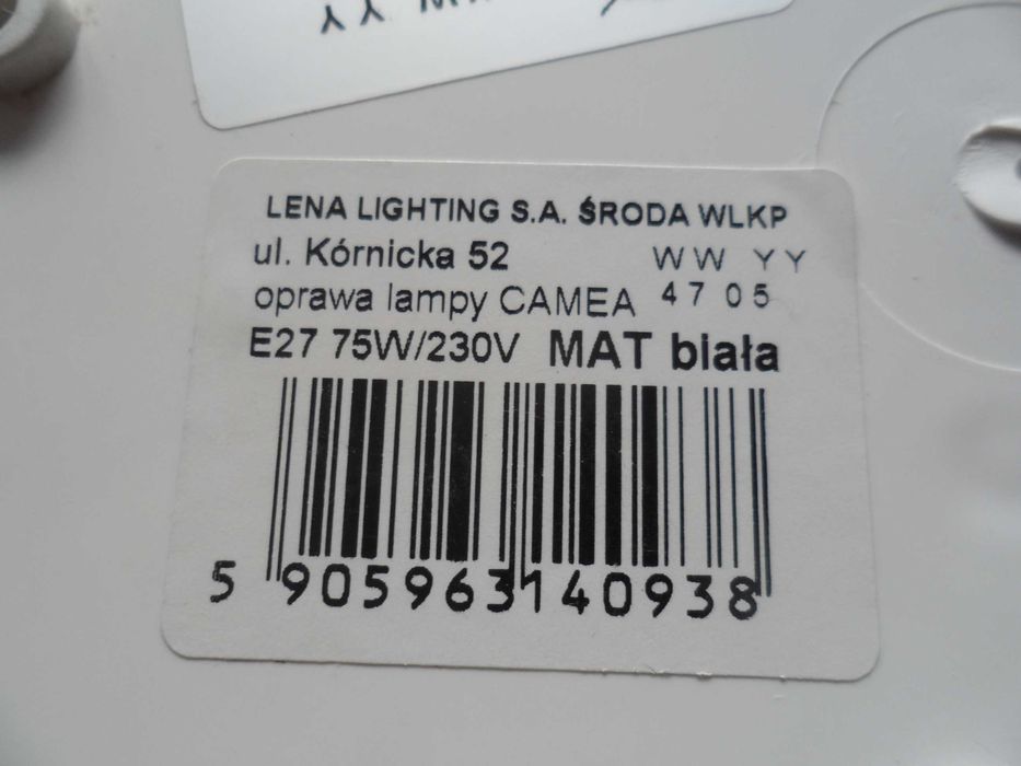lampa plafon plafoniera sufitowa-ścienna mat. biała śr.  30 cm