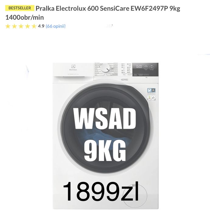 Electrolux SensiCare 600 - 9kg - 1400obr