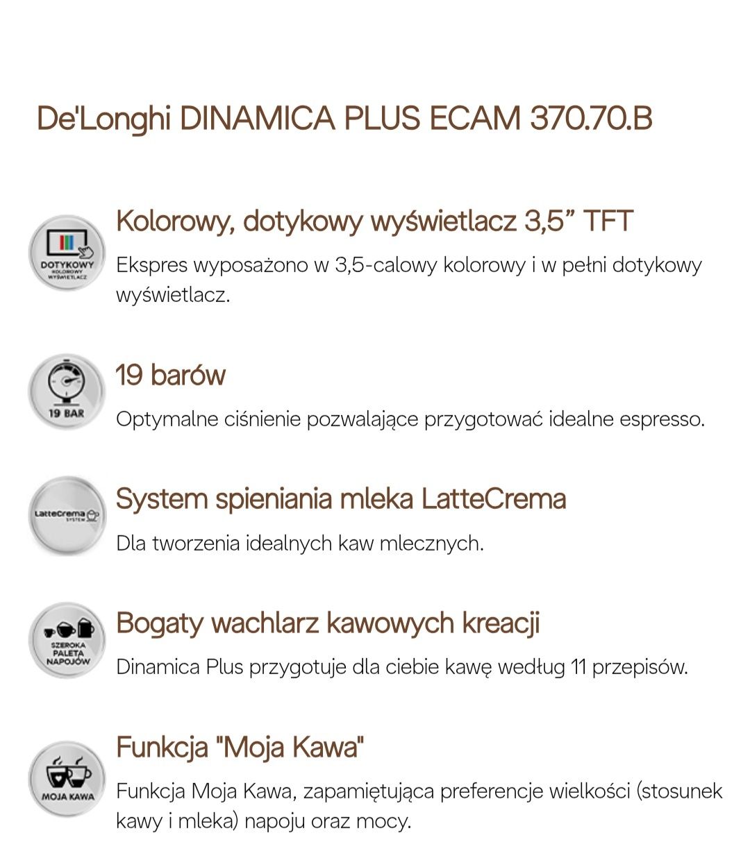 Ekspress DeLonghi Dinamica Plus ECAM370.70.B