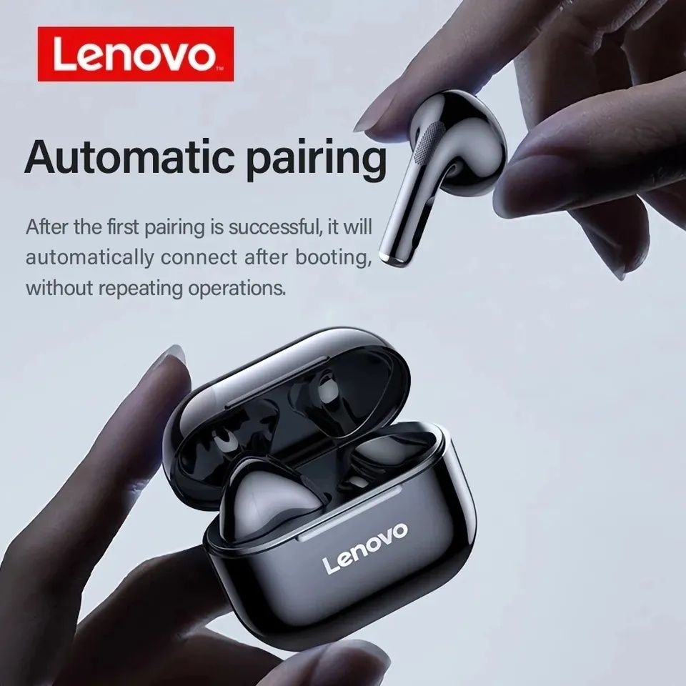 Słuchawki bezprzewodowe douszne Lenovo LP40 (czarne, oryginałne).