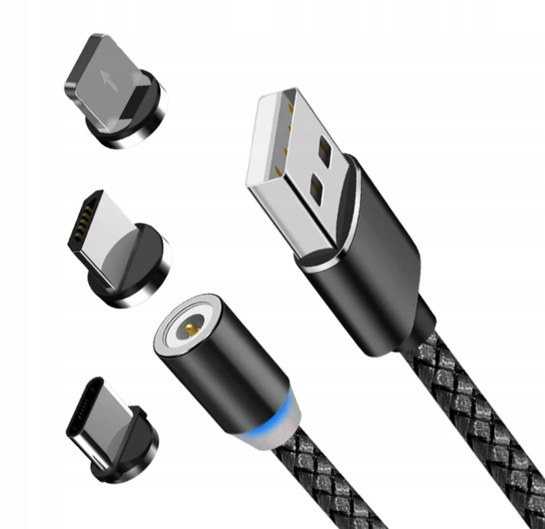 Kabel Magnetyczny 3W1 Ładowarka USB C IPHONE MICRO