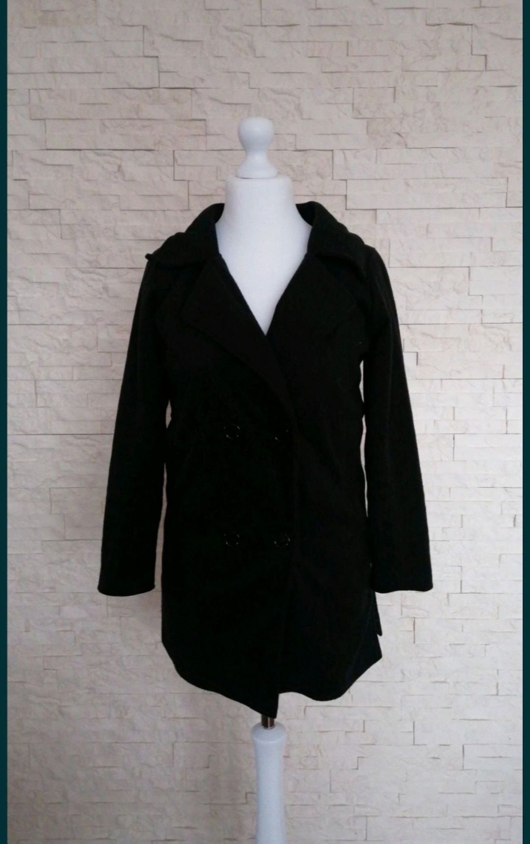 czarny płaszcz oversize XS