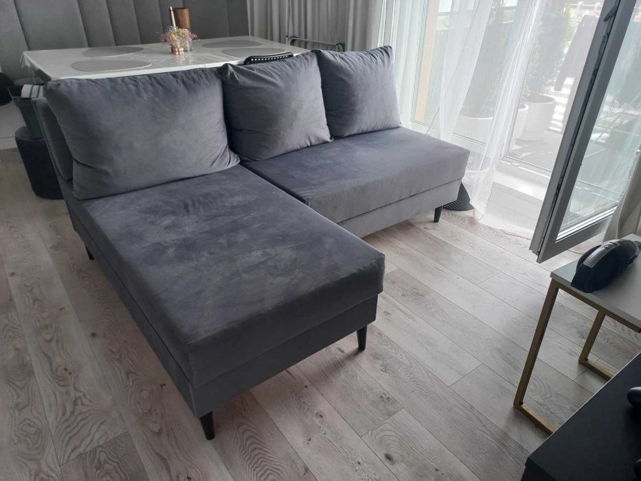 Narożnik z funkcją spania szary 180 x 140 cm