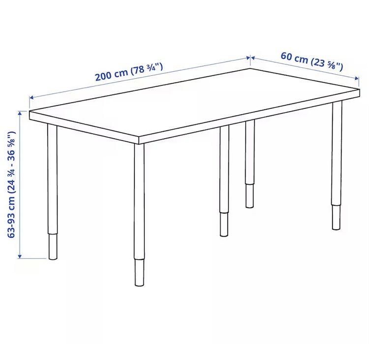 Secretária Ikea preta / 200x60 cm