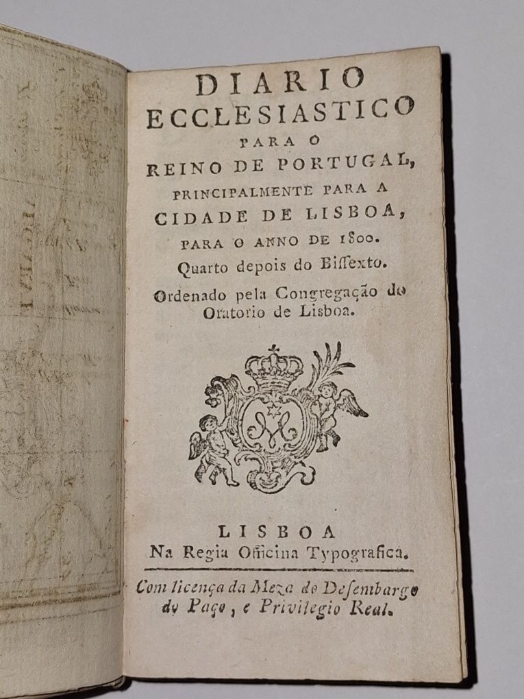Pequeno Livro, Diário Eclesiástico para o ano de 1800