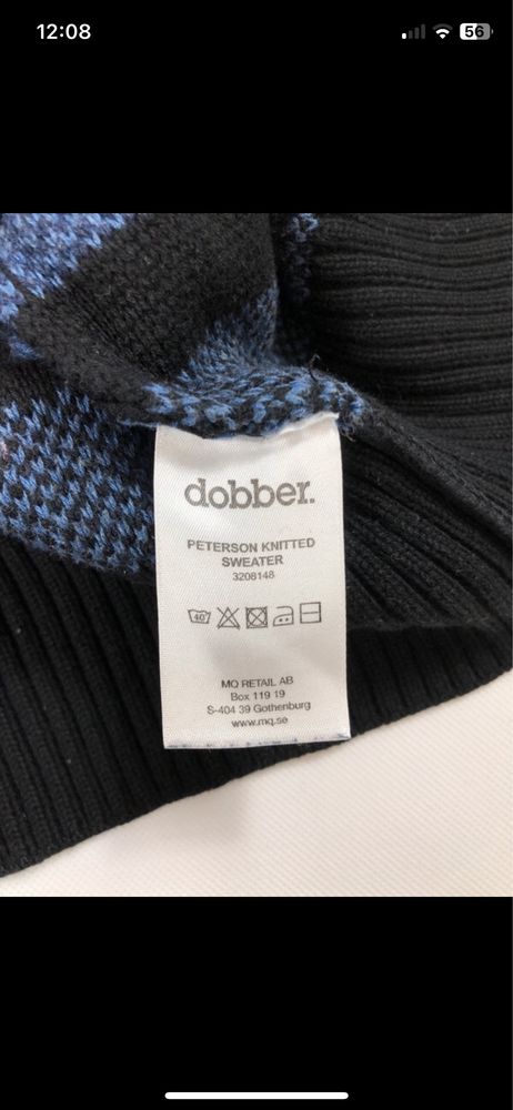 Granatowo-Czarny Sweter w Paski | Dobber 100% Bawełna Rozmiar M/L/XL