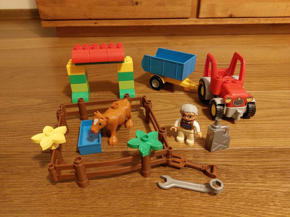 Lego duplo Farmer traktor 10524, rolnik, krowa, zagroda