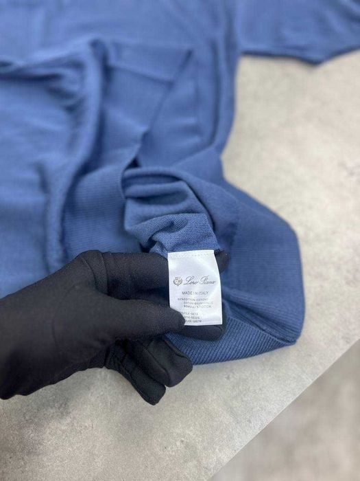 Мужская синяя футболка Loro Piana поло с вышивкой Лоро Пиана f696
