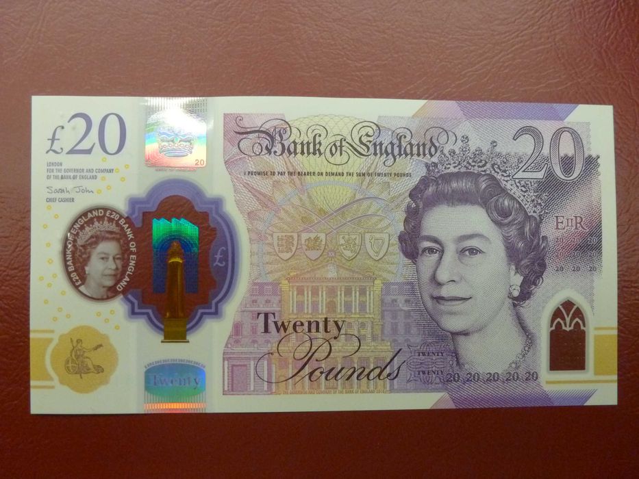 Banknot polimerowy 20 funtów Anglia