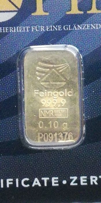Ouro 99% 0,10g em barra certificado, selado e numerado PIM