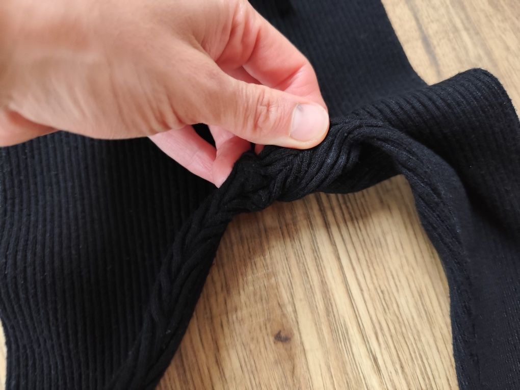 Legginsy 98 Zara mięsista prążkowana bawełna czarne klasyka